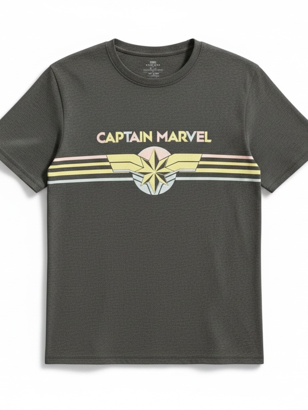 Marvel Gray Captain Marvel Logo Tee. Youth large